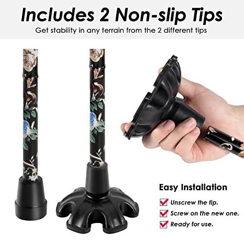 Walking Cane PANZHENG Cane for Man/Woman | Mobility & Daily Living Aids | 5-Level Height Adjustable Walking Stick | Comfortable Plastic T-Handle Portable Walking Stick Folding Cane Cane-Black print
