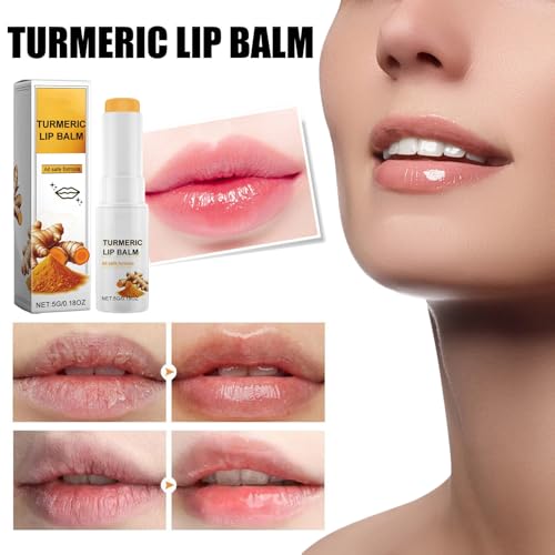 Lip Lightening for Dark Lips, Turmeric Lip Balm, Moisturizing Lip Care for Dry Lips, Lip Exfoliator Scrub for Lip Softening & Hydration (2PC) 2PC