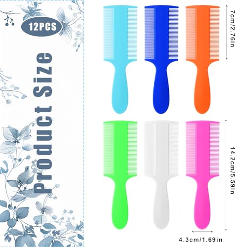 12 Pcs Head Lice Comb Plastic Fine Tooth Flea Lice Combs for Fine Hair Double Sided Nit Combs for Dandruff Removal for Adults Treatment Cats Dogs Puppy