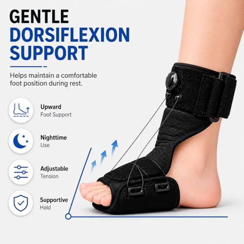 Plantar Fasciitis Night Splint for Men & Women – Adjustable Foot Drop Brace with Rotating Dial, Extended Arch Support for Heel Pain & Achilles Tendonitis Relief, Comfortable Sleep & Home Use