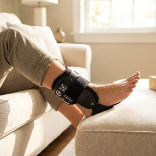 DonJoy Performance BIONIC Stirrup Ankle Brace, Maximum Medial/Lateral Ankle Support, Low-Profile Rigid Brace, Adjustable, Ankle Immobilization for Volleyball, Basketball, Football, Baseball, Lacrosse Right Foot Medium