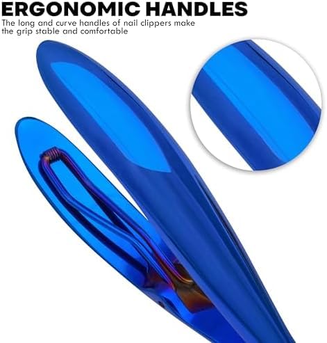 Podiatrist Toenail Clippers for Thick & Ingrown Nails – Heavy-Duty with Curved 25° Blade, Non-Slip Long Handle, – Professional Pedicure Tool for Men, Women & Seniors (Navy Blue) Navy Blue