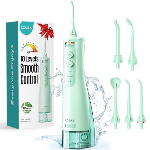 Water Dental Flosser Teeth Pick 10 Levels Smooth Control & Water Dental Flosser Tip Replacement Heads