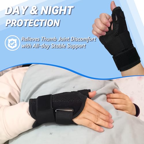 New Updated Thumb Brace for Women and Men, Reversible Trigger Thumb Splint for Day & Night Support, Breathable Thumb Stabilizer for Arthritis, Tendonitis, Sprains Thumb Pain Relief (Black) Black