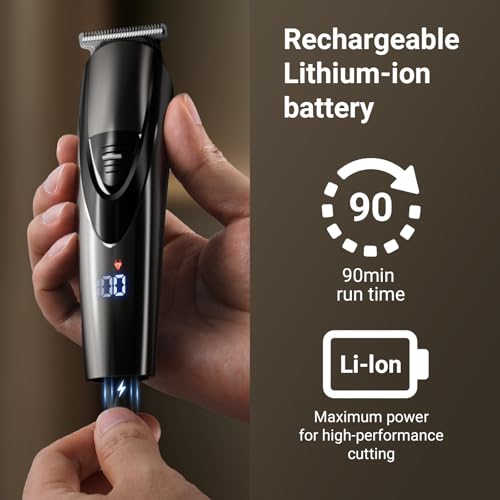 Rechargeable Beard Trimmer for Men: 𝟏𝟐-in-1 Grooming Kit Dark Black