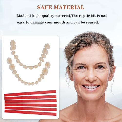 DIY Denture kit Convenient and Easy DIY dentures kit at Home Complete Make Your own dentures Kits for top and Bottom of Temporary Repair Missing Teeth red 01