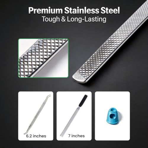 Heavy Duty Metal Toenail File for Thick Nails & Ingrown Lifter - SJYT3 Black Wrapped+silver Lifter