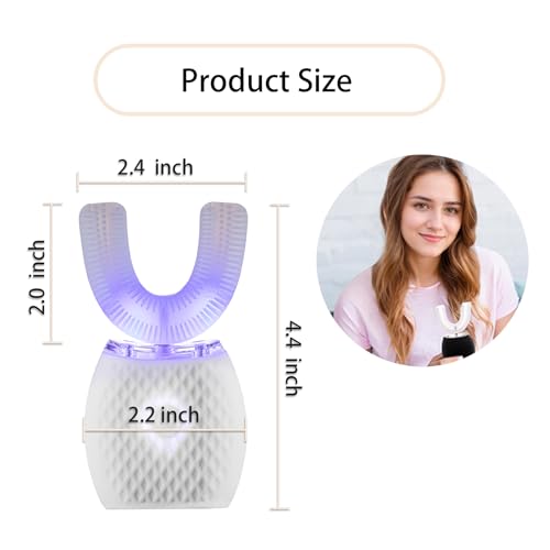 Adult Ultrasonic Automatic Toothbrush Waterproof Timer Travel White