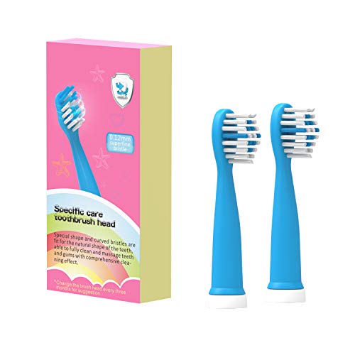 OJV 8630 Kids Sonic Electric Toothbrushes & 2 Pack Replacement Toothbrush Heads (Bule)