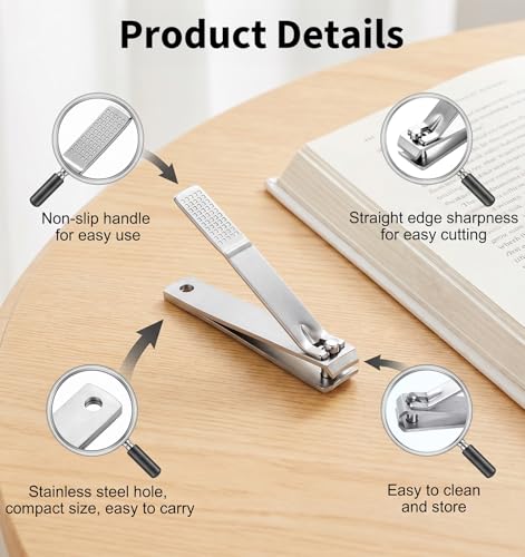 2 Pcs Straight Nail Clipper, Straight Blade Nail Clippers for Thick Nails