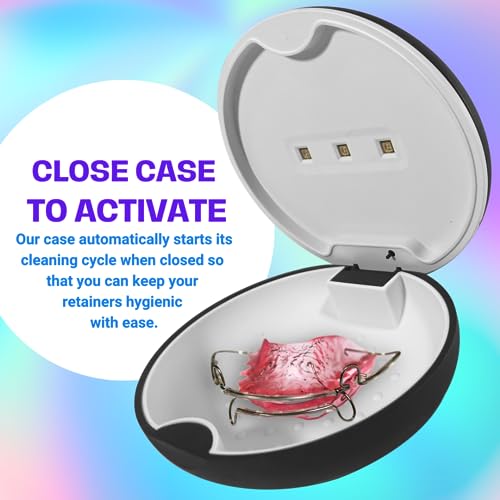 UVC Retainer Case, TARE Case, Compatible with Invisalign, Mouth Guard Case, Dental Braces Case Slim Battery Powered, Aligner (Black) Black