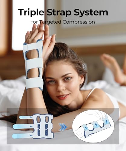 CURECARE Wrist Brace for Carpal Tunnel & Tendonitis, Firm Support Wrist Stabilizer, Adjustable, Breathable Wrist Immobilizer Left & Right Hand, One Size Fit Most (Navy) Navy