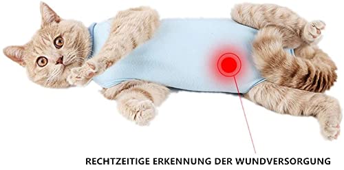 Voarge Recovery Suit Cat, Cat Bodysuit After Surgery Anti-licking, Prevent Licking After Surgery Wear Weaning and Keep Warm Recovery Cloth Suit for Cats Dogs (L, Blue) L - BeesActive Australia