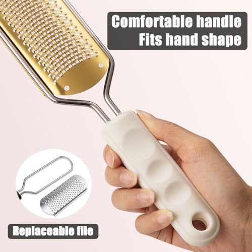 White Foot File Callus Remover, Foot File for Feet – Professional Pedicure Tool for Dead Skin Removal & Cracked Heels – Ultimate Stainless Steel Foot Scrubber for Soft, Healthy Feet White B