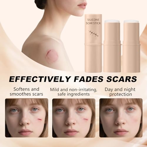 2pcs Scar Solutions Silicone Scar Stick, Made of 60% Silicone, Lightweight & Easy to Apply, Gentle on All Skin Types