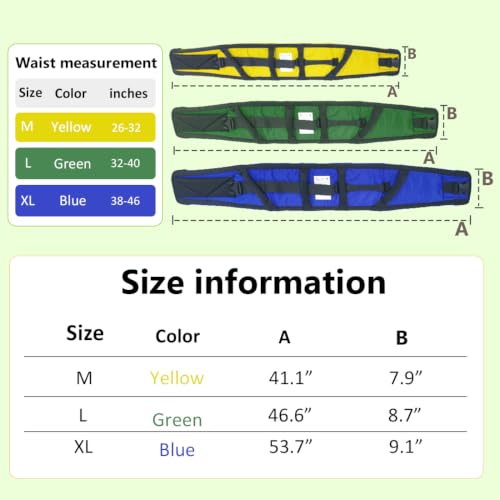 Gait Belts with Padded Handles,Transfer Belts Physical Therapy Belt for Seniors Moving, Lifting Belt Assist Patient/Elderly (Green, Large) Green