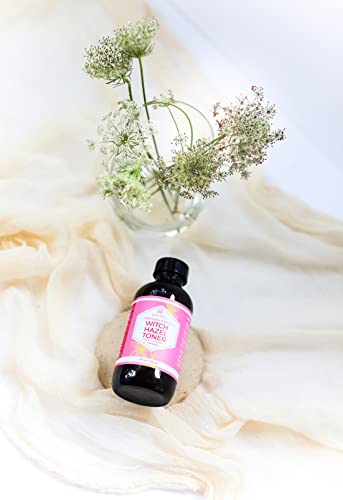 Witch Hazel Alcohol Free Toner by Leven Rose, 100% Pure Organic Facial Rose Water with Rose Petals, Calendula, Cucumber, and Chamomile Flower 4 oz 4 Fl Oz (Pack of 1)