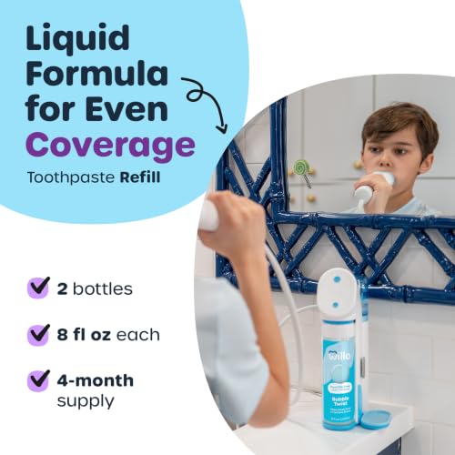 Willo AutoFlo Plus Liquid Kids Toothpaste, 2-Pack, 8oz, Bubble Twist 8 Fl Oz (Pack of 2)