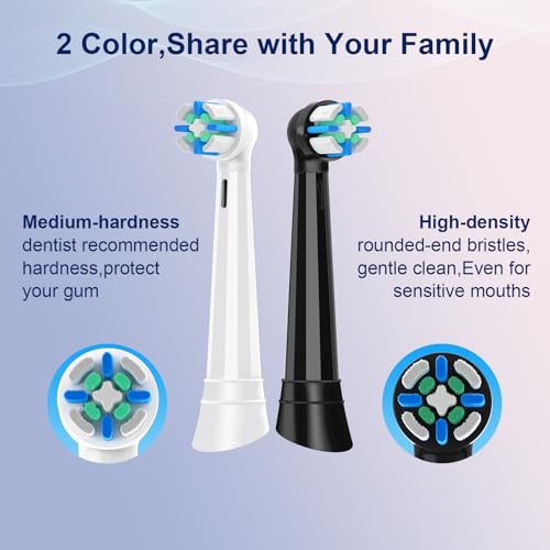 Replacement Heads Compatible with Oral B iO 3 4 5 6 7 8 9 10 Series Electric Toothbrush,Toothbrush Heads Compatible with Oral B iO Replacement Heads, Medium Bristles for Effective Cleaning,Black Black 8 Count (Pack of 1)