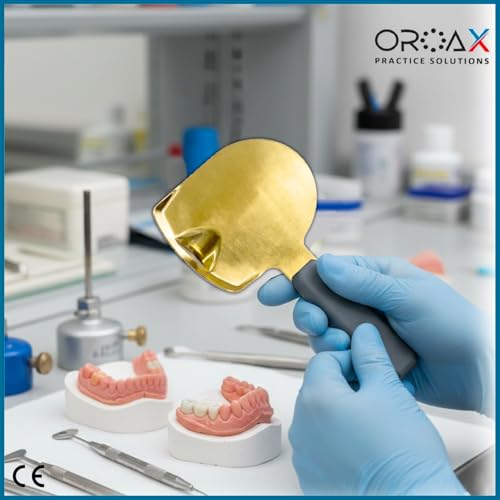 Denture Wax Rim Bite Former Gold Single Head Occlusal Hot Plate Paddle for Denture Modeling Heat Insulated Ergonomic Handle Lab Instrument