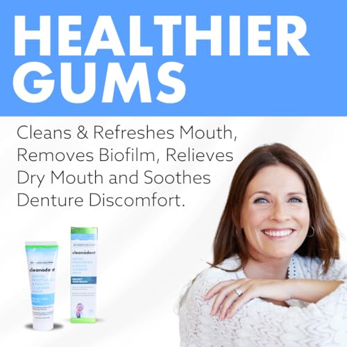 Dr. B Dental Solutions Cleanadent Denture and Gum Toothpaste, ADA Accepted All-Natural Denture Toothpaste for Adults - Removes Odors, Stains and Adhesives - 4 oz (2 Pack) 4 Fl Oz (Pack of 2)