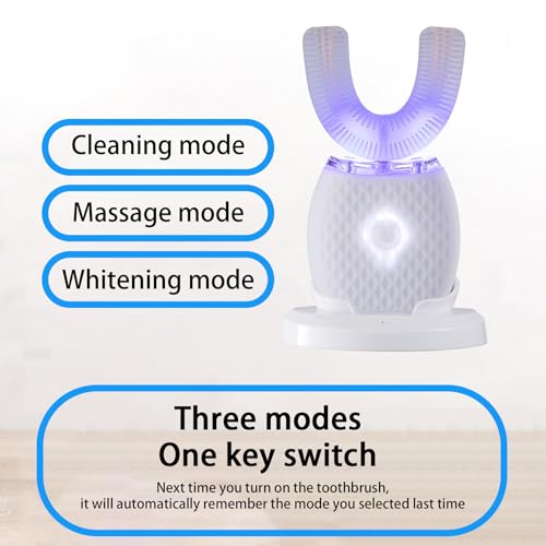 Automatic Toothbrush for Adult Rechargeable Waterproof Timer Travel White