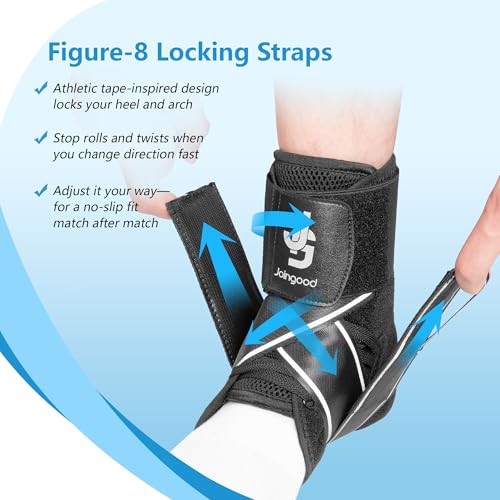 Quick-Lace Ankle Brace for Women & Men, with Side Stabilizers and Reflective Strap, Sport Injury Recovery Support for Basketball, Volleyball, Running, Ankle Sprain & Tendonitis, Size L Reflective Strips Version