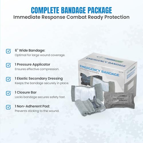 Primacare WB-7706 Israeli Bandage, 6 Inch Emergency IFAK Dressing, 5 Pack