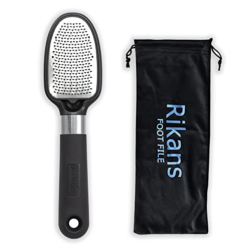 Rikans Foot File Foot Rasp Callus Remover Dead Skin Remover Double Sided Foot Scrubber Foot Care Pedicure Tool to Remove Hard Skin Can Be Used Wet or Dry Skin High Grade Stainless Steel File