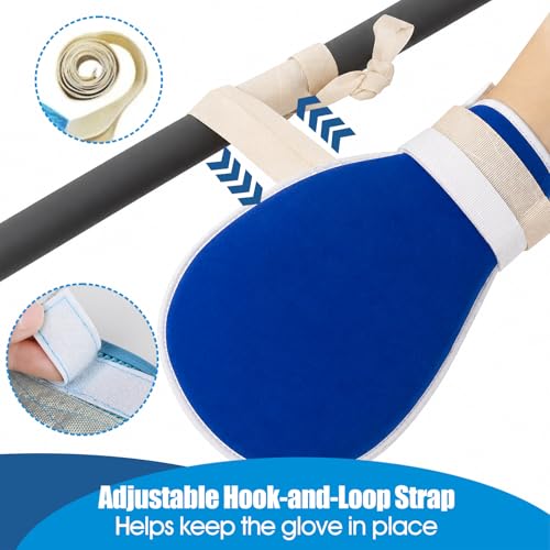 MESINURS Dementia Restraint Mittens, Soft Gloves for Elderly Care, Bed Use Mitts with Adjustable Strap to Reduce Scratching, 2 Pack (normal) normal