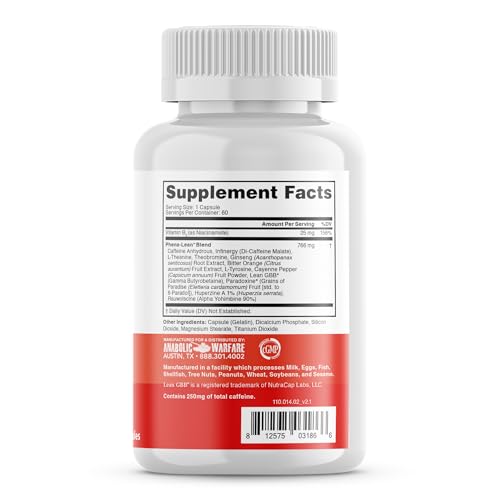 Anabolic Warfare Phena-Lean Premier Supplement from Thermogenic Body Composition Supplement – Fuel Your Fire, Promote Energy, Increase Focus* - 60 Capsules.