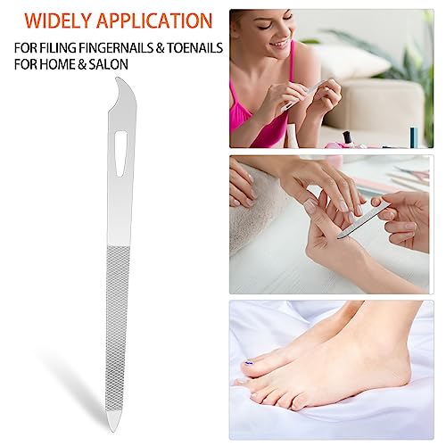 6-Piece Stainless Steel Nail File Set with Cleaner Tip - Double Sided, Durable, Professional Diamond Buffer for Natural Nails