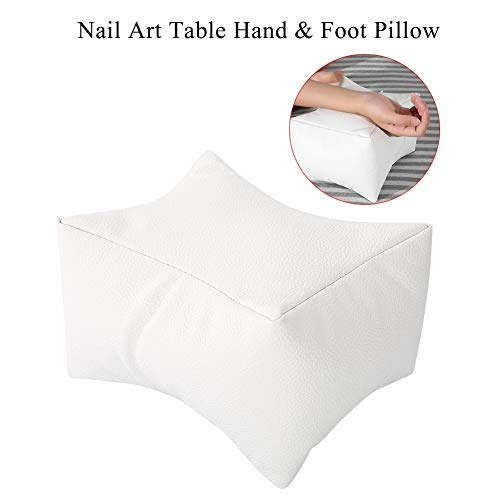Srliya 3 Colors Nail Art Table Hand & Foot Pillow Soft PU Arm Rest Salon Manicure Nail Care Pillow (White)