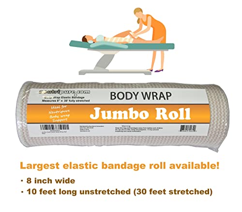 Neutripure Elastic Stretch Body Wrap - Bandage with Velco - 8 Inch Wide Jumbo Roll for Stomach 8 Inch (Pack of 1)