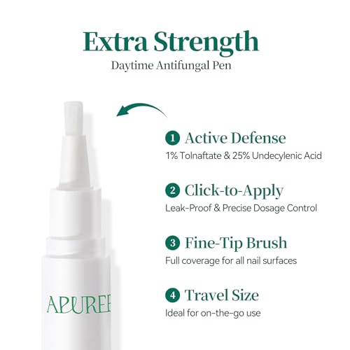 Apuree Extra Strength Daytime Antifungal Pen for Yellow Thick Damged Nails clear