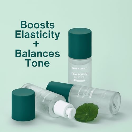 MANIA HOLIC Dew Toning Essence, 2-in-1 Exfoliating Toner Essence Formula with Galactomyces Ferment, Panthenol, & Peptides, Reduces Fine Lines and Wrinkles, Hydrating Korean Skin Care, 2.70 fl oz