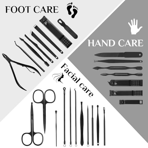 MINKINH Manicure Set Professional Nail Clipper Kit-26 Pieces for Men, Black