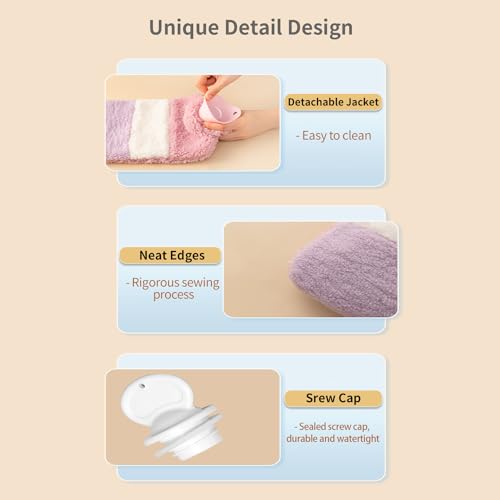 Hot Water Bottle with Soft Premium Cover, 1.5L Hot Water Bag for Menstrual Cramps, Neck and Shoulder Pain Relief, Hot and Cold Therapies, Hand Feet Warmer Brown