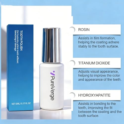 Tooth Polish - Instant White Smile, Natural Tooth Whitening Gel Paint, Brush-On Liquid Formula to Improve Appearance, Portable Oral Care, Easy to Use & Portable, Long-Lasting Results