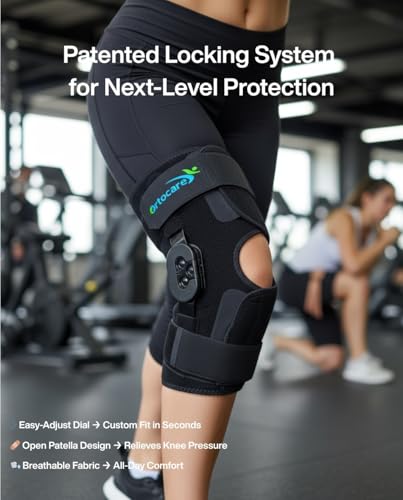 Hinged Knee Brace with Side Stabilizers & Locking Dial- Adjustable Knee Support for ACL Recovery, Meniscus Tear, Arthritis Pain Relief - Medical Immobilizer with Open Patella for Men & Women