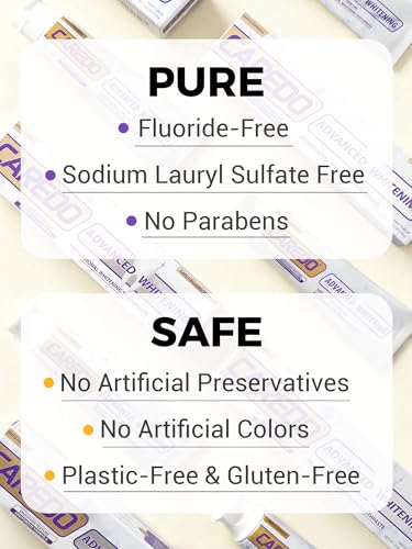 CAREDO Extra Strength Whitening Toothpaste for Adults, Enamel-Safe Polishing Micro Particles with Hydroxyapatite, Powerful Stain Removal, Fluoride-Free, 3.52 oz