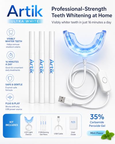 Ultra White Teeth Whitening Kit with LED Light Tray