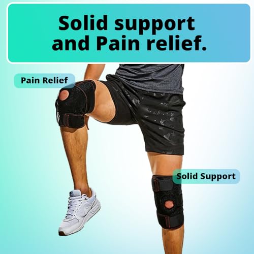 Hinged Knee Brace for Men and Women, Adjustable Knee Support Wrap with Removable Metal Hinges & Built-in Side Stabilizers for ACL PCL MCL Ligament Injuries, Meniscus Tear, Arthritis