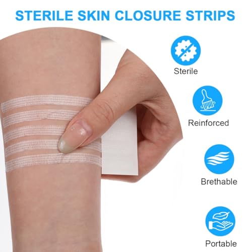 Skin Wound Closure Suture Strips 50 Sterile Quick Stitches Tape for Superficial Cuts and Incisions 6*100mm