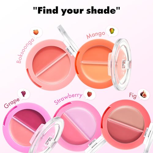 AMUSE SEOUL Lip and Cheek Healthy Balm (01 BOKSOONGA) - Multiuse Buildable Cream & Balm Blush, Glossy Creamy Texture, Natural Flush, 2 Colors, Lightweight, Vegan, Korean Beauty Makeup 01 BOKSOONGA BALM
