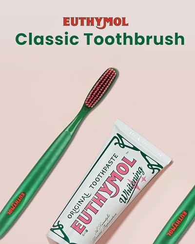 Euthymol Original Toothpaste Pack of 5 + Classic Toothbrush Pack of 6 for Sensitive Teeth & Gum. Bad Breath, Cavity Prevention, Gentle, Quick Cleaning.