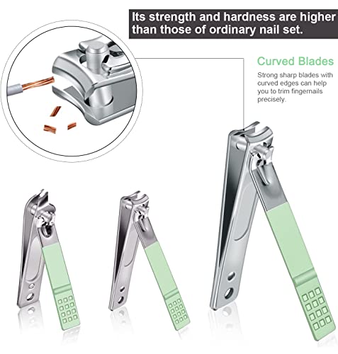 Manicure Set Nail Kit - 7 Pcs Travel Nail Clippers with Green Leather Bag