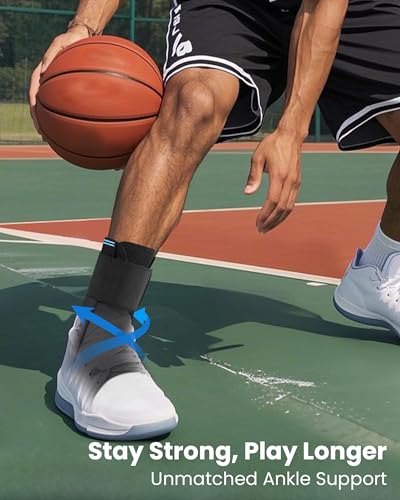 Ankle Brace Support Lace Up for Women & Men, 4 Stays for Sprains Black – Upgrade Ankle (Medium)