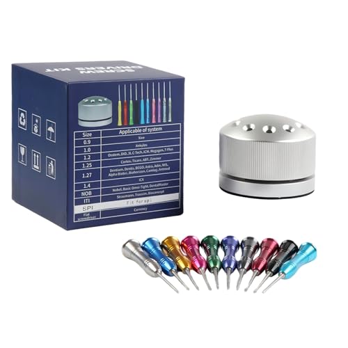 Dental Implant Screw Driver Univeral Kits with Base(Sliver 10pcs） Sliver 10Pcs