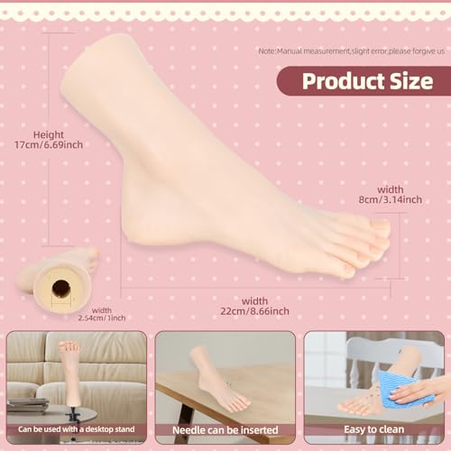 Realistic Practice Foot for Nail Training – Soft Flexible Fake Foot Model for Manicure, Acrylic & Gel Nail Art at Home or Salon (Left)